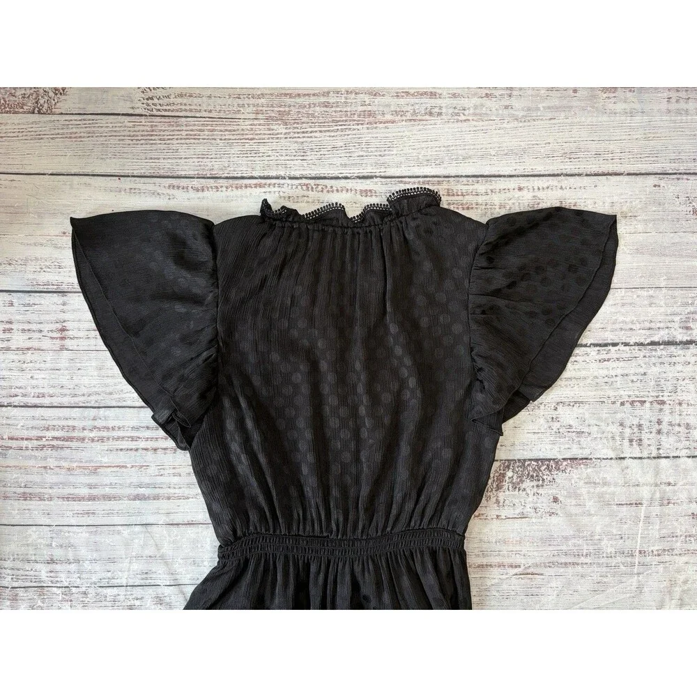 Max Studio Black Tiered Maxi Dress Womens Small Polka Dot Witchy Whimsigoth Long - Picture 5 of 7